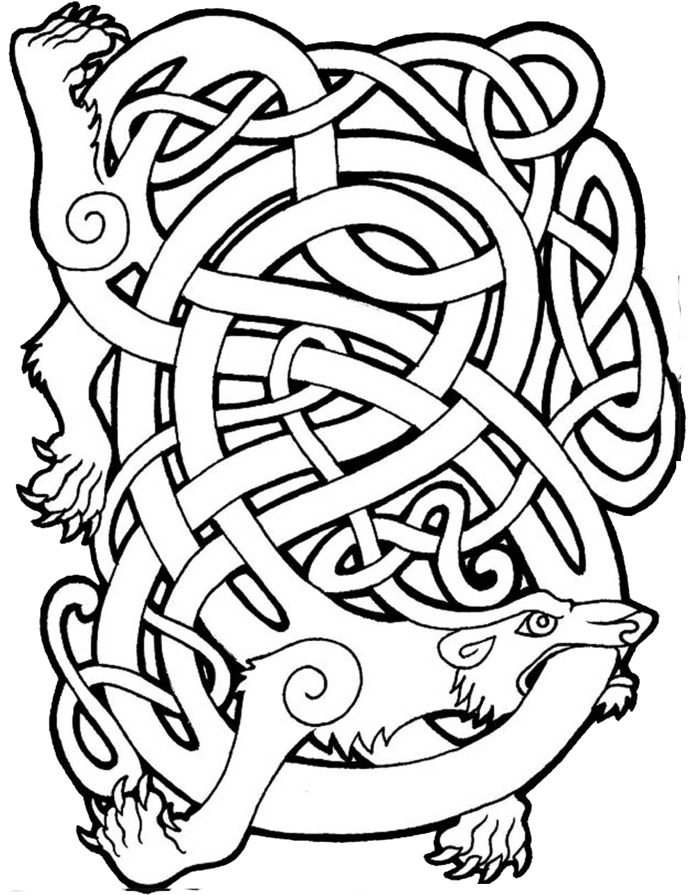 A Tattoo Commission Of Two Stylized Celtic Fox Head, - Jelling Style Wolf - Free Transparent PNG Clipart Images Download. - Transparent PNG Free Download