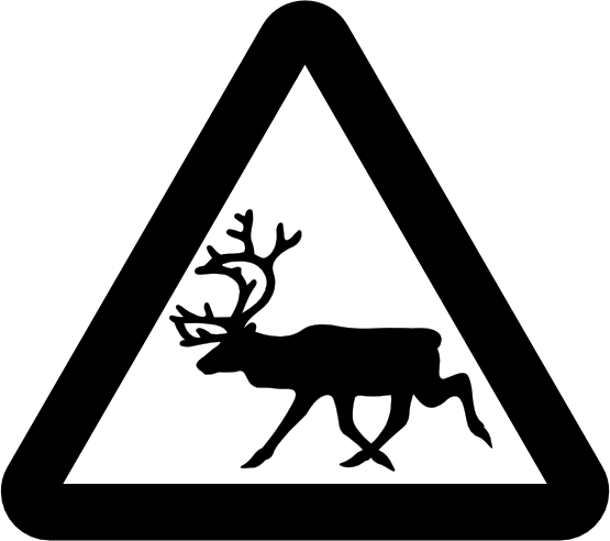 Warning Reindeer Roadsign Black White Line Art Tattoo - Road Sign Black And White - Free Transparent PNG Clipart Images Download. - Transparent PNG Free Download