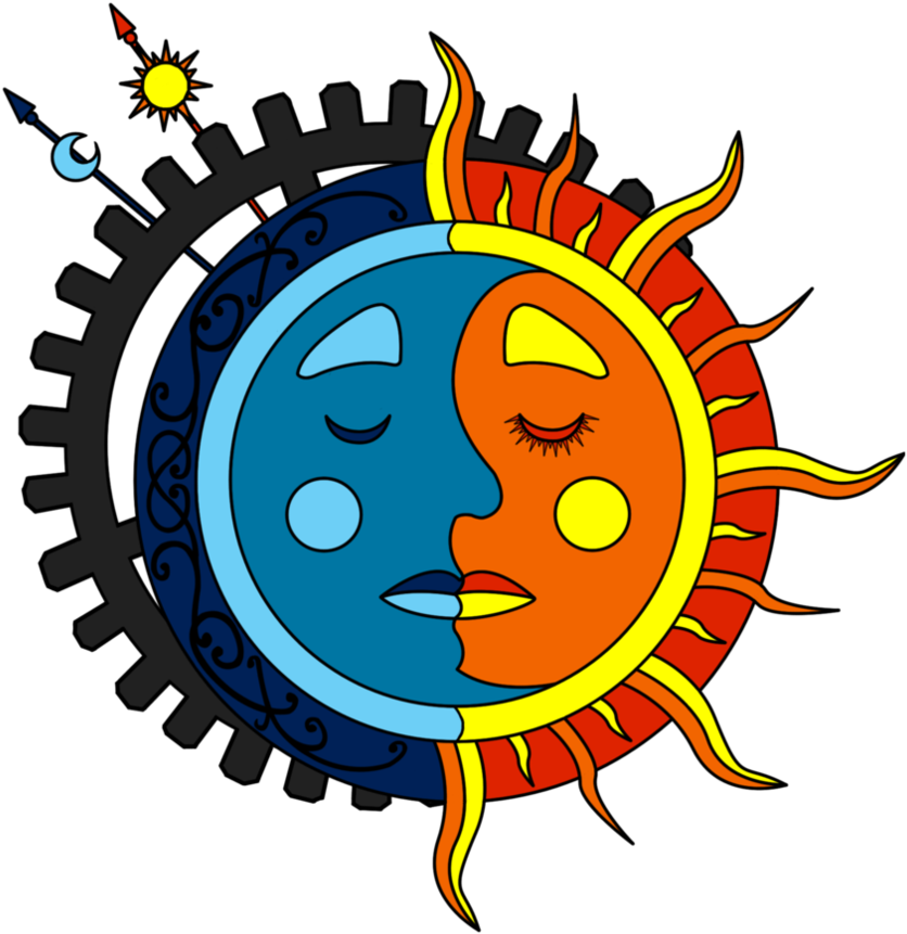Moon Sun Steampunk Tattoo Color 2 By Dimensionten - Time Poor - Free Transparent PNG Clipart Images Download. - Transparent PNG Free Download