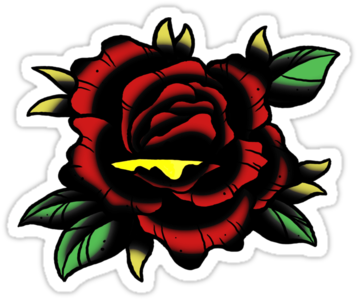 "traditional Rose Tattoo" Stickers By Smittyart - Rose - Free Transparent PNG Clipart Images Download. - Transparent PNG Free Download