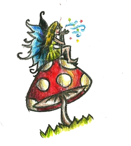 Awesome Fairy Girl Sitting On Mushroom Tattoo Design - Girl Sitting On Mushroom - Free Transparent PNG Clipart Images Download. - Transparent PNG Free Download