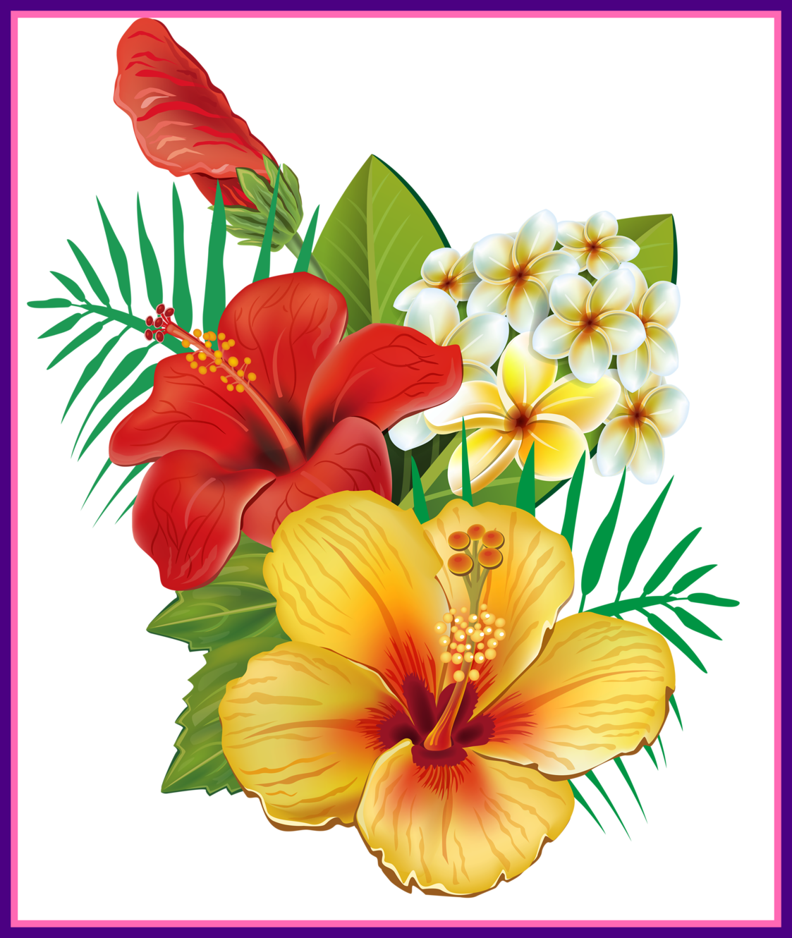 Best Png Flowers Tattoo And Clip Art Pict For Bouquet - Cafepress Tropical Hibiscus Tile Coaster - Free Transparent PNG Clipart Images Download. - Transparent PNG Free Download