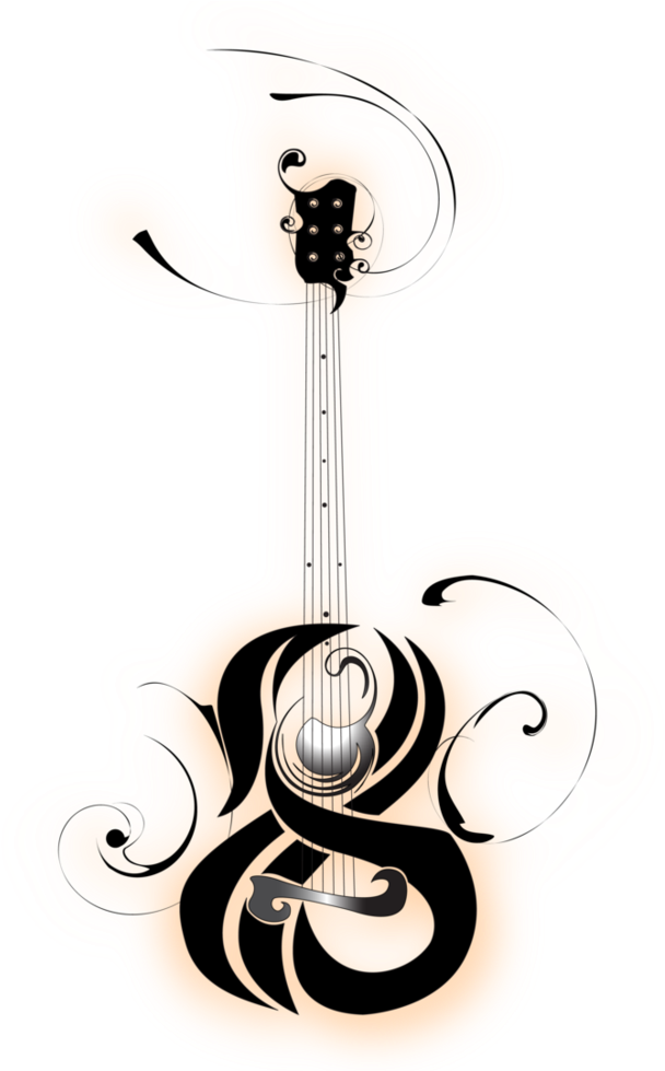 Unique Black Traditional Guitar Tattoo Stencil By B - De Tatuajes De Guitarra Dibujos - Free Transparent PNG Clipart Images Download. - Transparent PNG Free Download