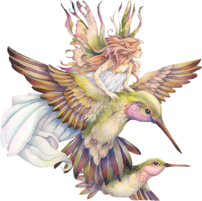 Download Hummingbird Tattoos Png Png Images - Amid Hummers Night Dream Mystical Visionary Art Print - Free Transparent PNG Clipart Images Download. - Transparent PNG Free Download