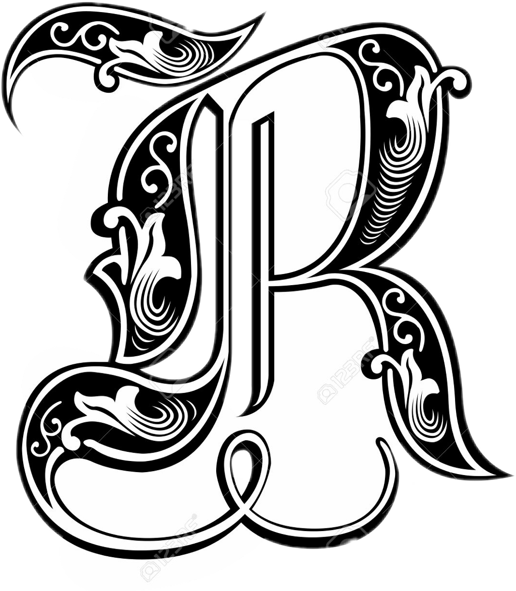 Clip Art Free Tattoo R Bw Sticker By Redcakra - Fancy Royal Letter R - Free Transparent PNG Clipart Images Download. - Transparent PNG Free Download