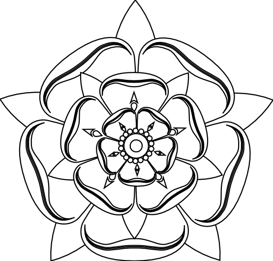 Line Art Flowers - Tudor Rose To Colour - Free Transparent PNG Clipart Images Download. - Transparent PNG Free Download