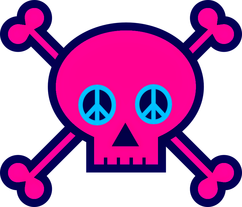 ☮💀/jlb Cartoon Tattoos, Peace Signs, Scully, Skull - Pink Skull And Crossbones - Free Transparent PNG Clipart Images Download. - Transparent PNG Free Download