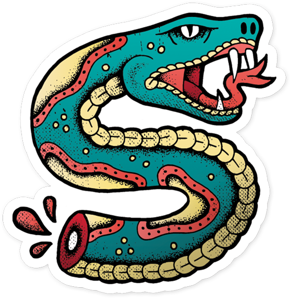 Snake Bite Vinyl Sticker Png Traditional Png Tattoos - Transparent Traditional Tattoos Png, Png Download - Transparent PNG Free Download