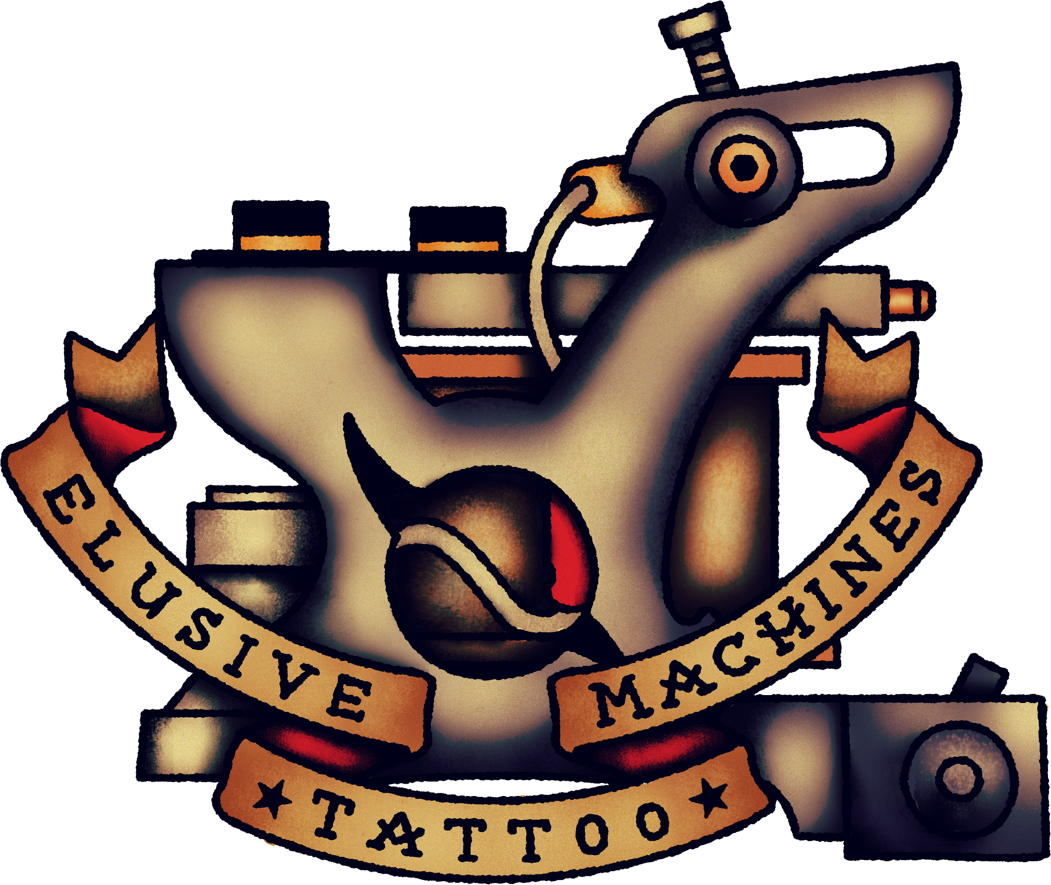 Hand Built Tattoo Machines - Cartoon Tattoo Machine Art, HD Png Download - Transparent PNG Free Download