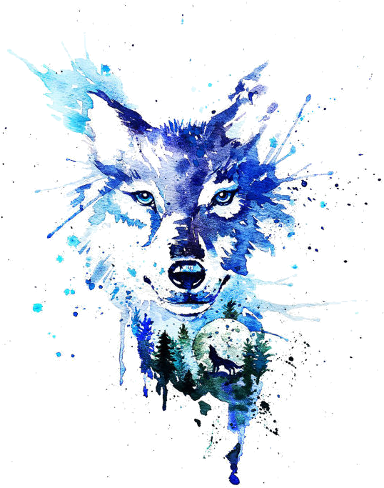 Transparent Wolf Howl Png - Watercolor Howling Wolf Tattoo, Png Download - Transparent PNG Free Download