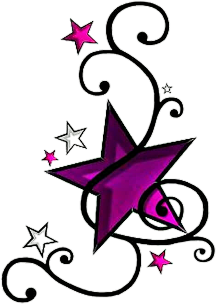 Stars Star Tattoo Purple Black Vines Sticker - Star Tattoo Designs, HD Png Download - Transparent PNG Free Download