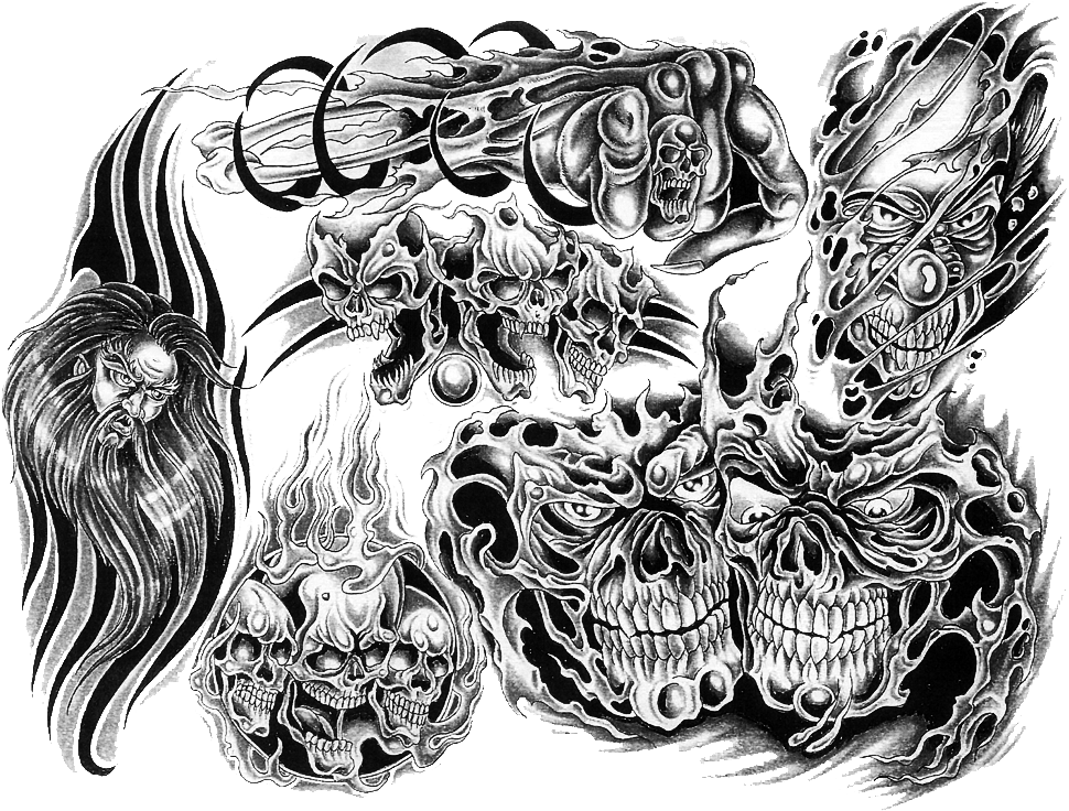Clip Art Skull Tattoo Flash - Skull Tattoo Background Designs, HD Png Download - Transparent PNG Free Download
