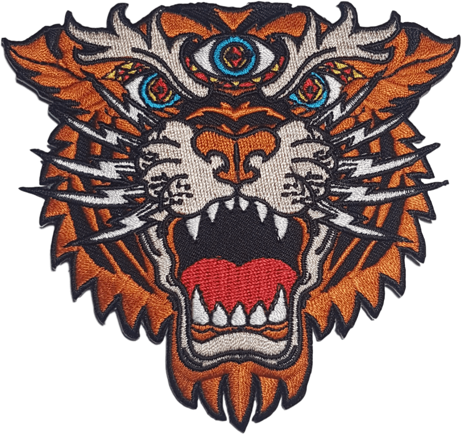Third Eye Tiger Embroidered Patch Tattoo Flash / Biker - Third Eye Tiger Tattoo, HD Png Download - Transparent PNG Free Download