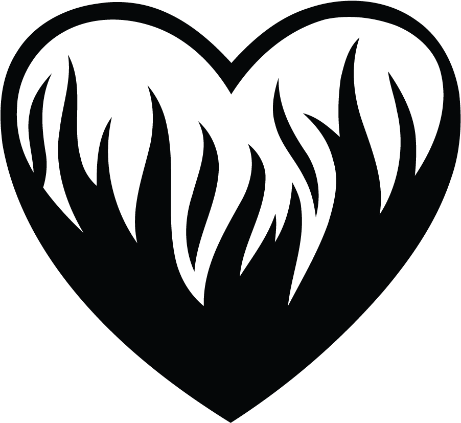 Heart Flames Love Webcore Angelcore Goth Gothic Freetoe - Heart Flames Tattoo Black, HD Png Download - Transparent PNG Free Download