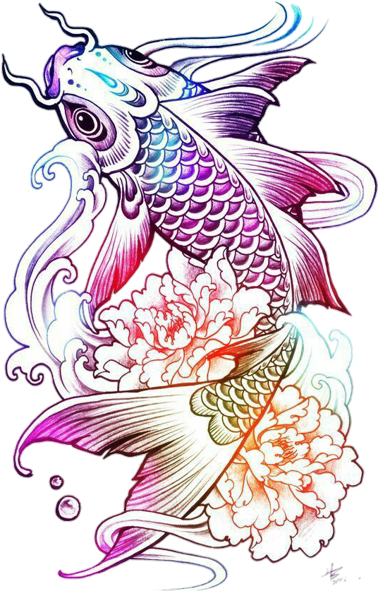 #carpa #oriental #color #tattoo #tatuagem @lucianoballack - Koi Fish Tattoo For Girls, HD Png Download - Transparent PNG Free Download
