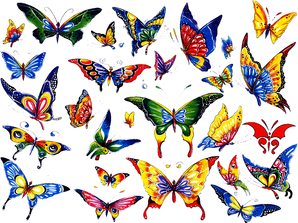 Colorful Butterfly Tattoo Designs - Color A Butterfly Clipart, HD Png Download - Transparent PNG Free Download
