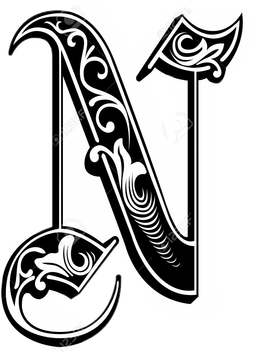 #tattoo #alphabet #n #blackandwhite - Gothic Letter N Png, Transparent - Transparent PNG Free Download