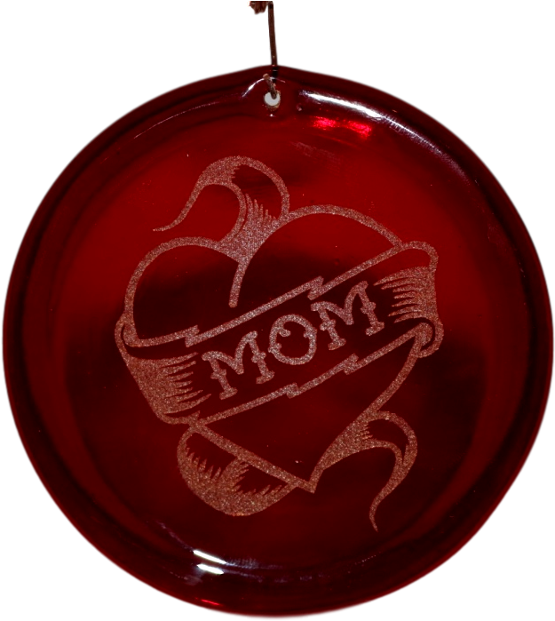 Mom Tattoo Suncatcher Etched - Heart, HD Png Download - Transparent PNG Free Download