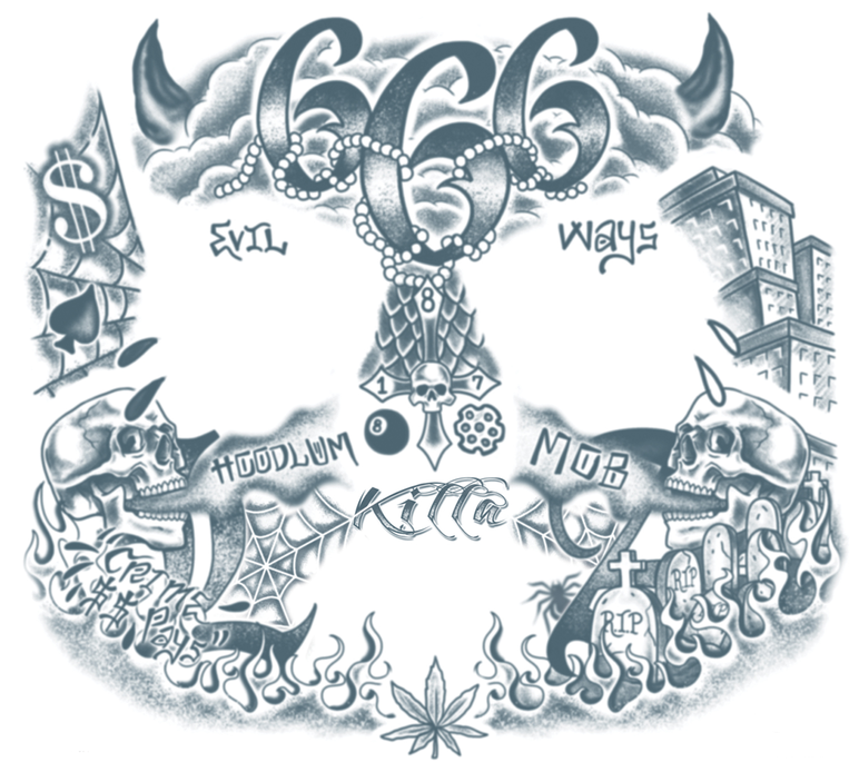 Hoolum Face Tattoo - Hoodlum Face Tattoo, HD Png Download - Transparent PNG Free Download