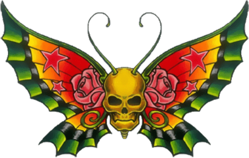 Free Png Skullbutterfly Png Images Transparent - Transparent Clipart Butterfly Tattoo, Png Download - Transparent PNG Free Download