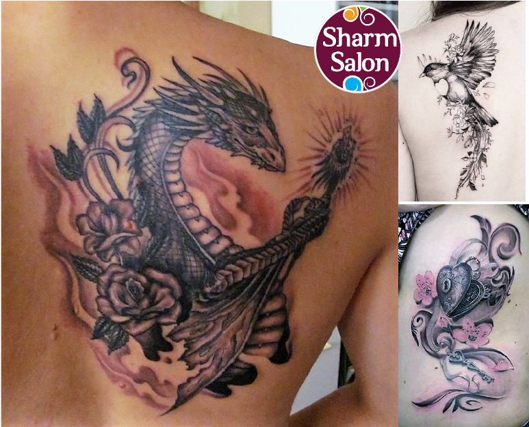Female Back Tattoo Dragon Small, HD Png Download - Transparent PNG Free Download