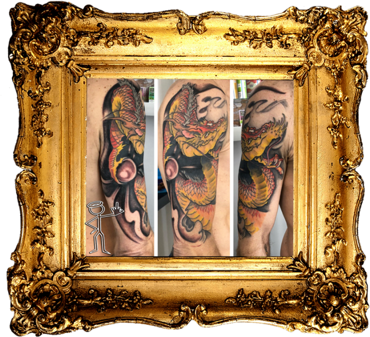Colour Japanese Dragon Tattoo , Png Download - Antique Gold Frame Square, Transparent - Transparent PNG Free Download