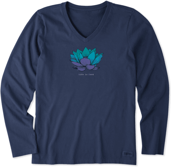 Women"s Lotus Flower Engraved Long Sleeve Crusher Vee - Womens Thanksgiving Shirts Funny, HD Png Download - Transparent PNG Free Download