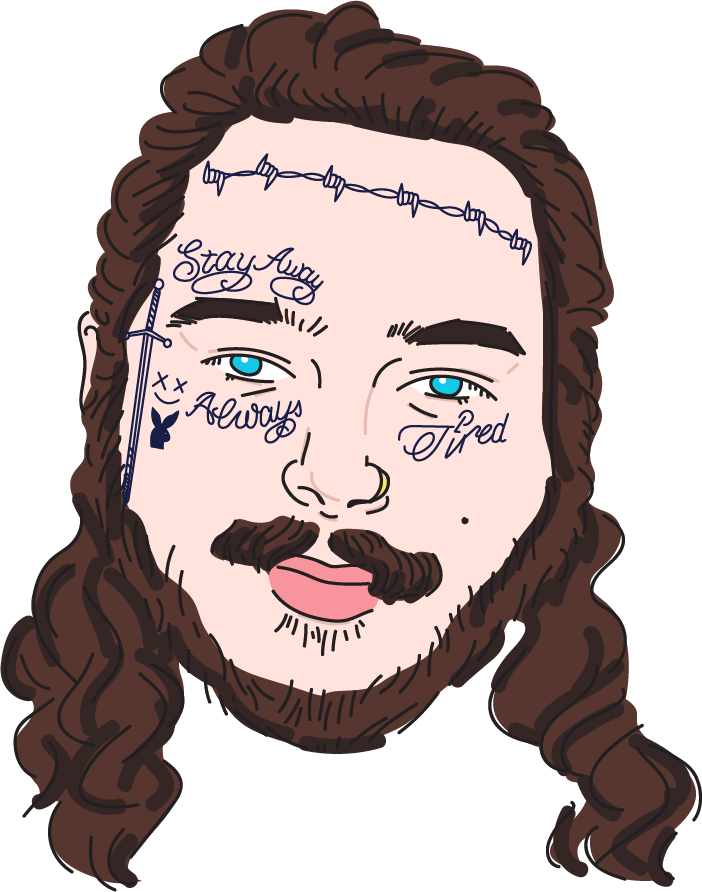 Transparent Tattoo Parlor Clipart - Post Malone Face Tattoos Png, Png Download - Transparent PNG Free Download