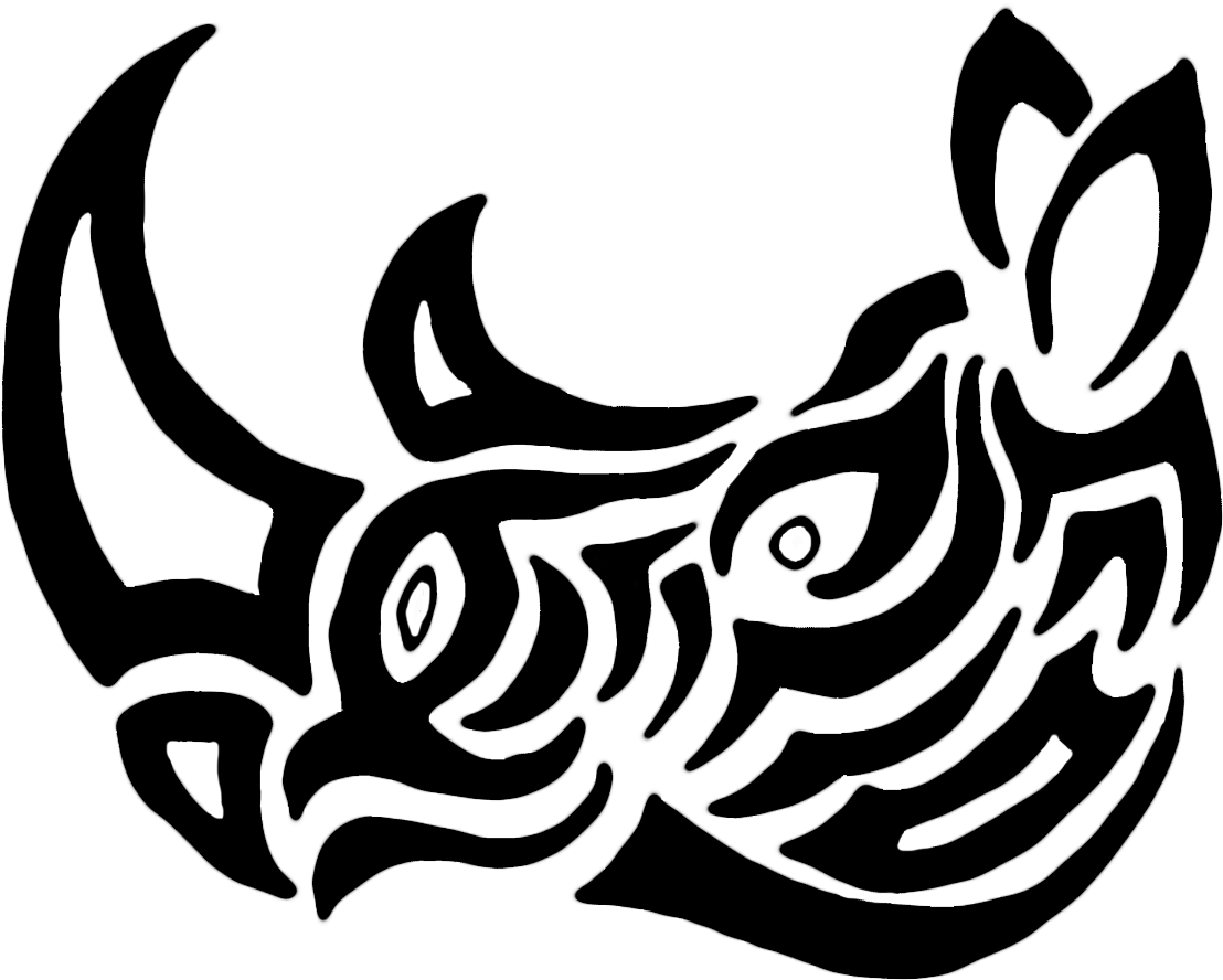 Transparent Rhino Clipart Black And White - Tribal Tattoo Rhino, HD Png Download - Transparent PNG Free Download