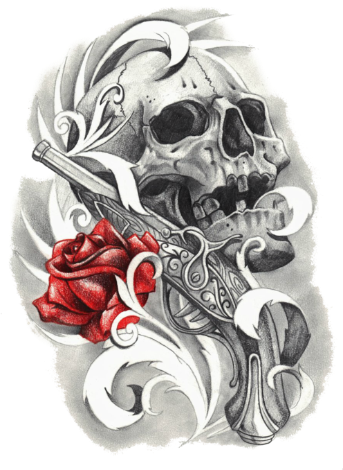 Download Free Tattoo Png Transparent Images Transparent - Roses Skull Tattoo Design, Png Download - Transparent PNG Free Download