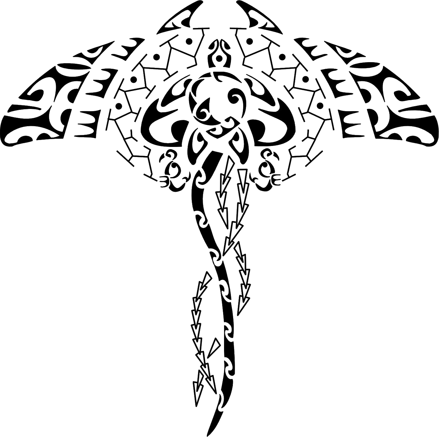 Polynesia Mori People Manta Ray Tattoo Symbol - Maori Tattoo Vorlagen Frau, HD Png Download - Transparent PNG Free Download