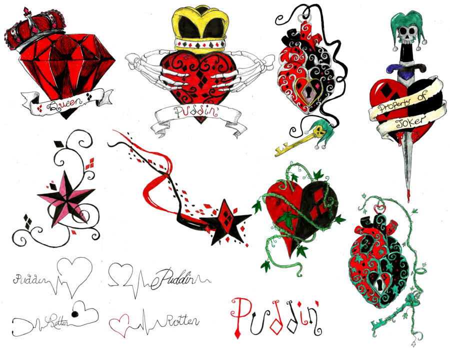 Clip Art Black And White Harley Quinn Tattoos Png - Joker And Harley Quinn Tattoos, Transparent - Transparent PNG Free Download