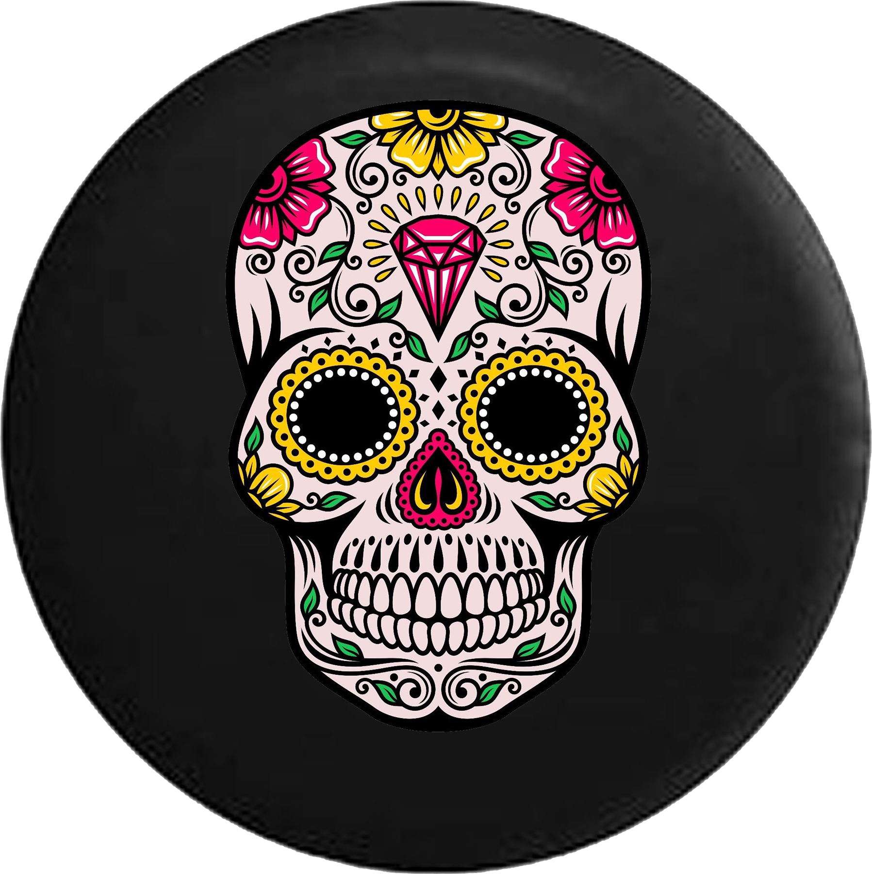 Sugar Skull Tattoo Flowers Yellow Pink Diamond, HD Png Download - Transparent PNG Free Download
