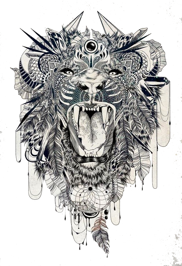 Transparent Angry Lion Png - Native American Tattoo Design, Png Download - Transparent PNG Free Download