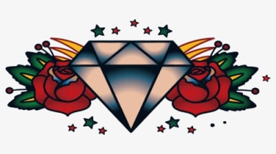 Old School Tattoo Diamond Polynesia Beautiful Diamonds - Design Tattoo Diamond Rose, HD Png Download - Transparent PNG Free Download