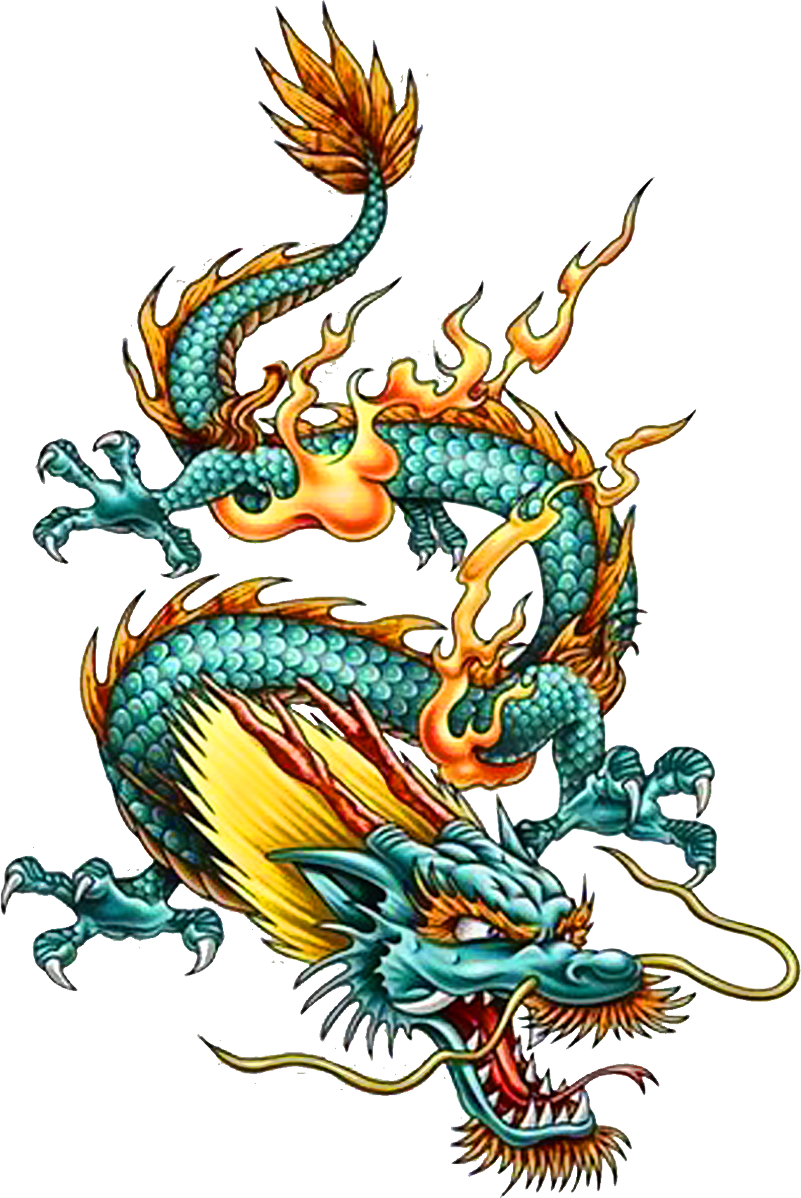 Tattoo Chinese Dragon China Legendary Creature Clipart - Colorful Dragon Tattoo Png, Transparent - Transparent PNG Free Download