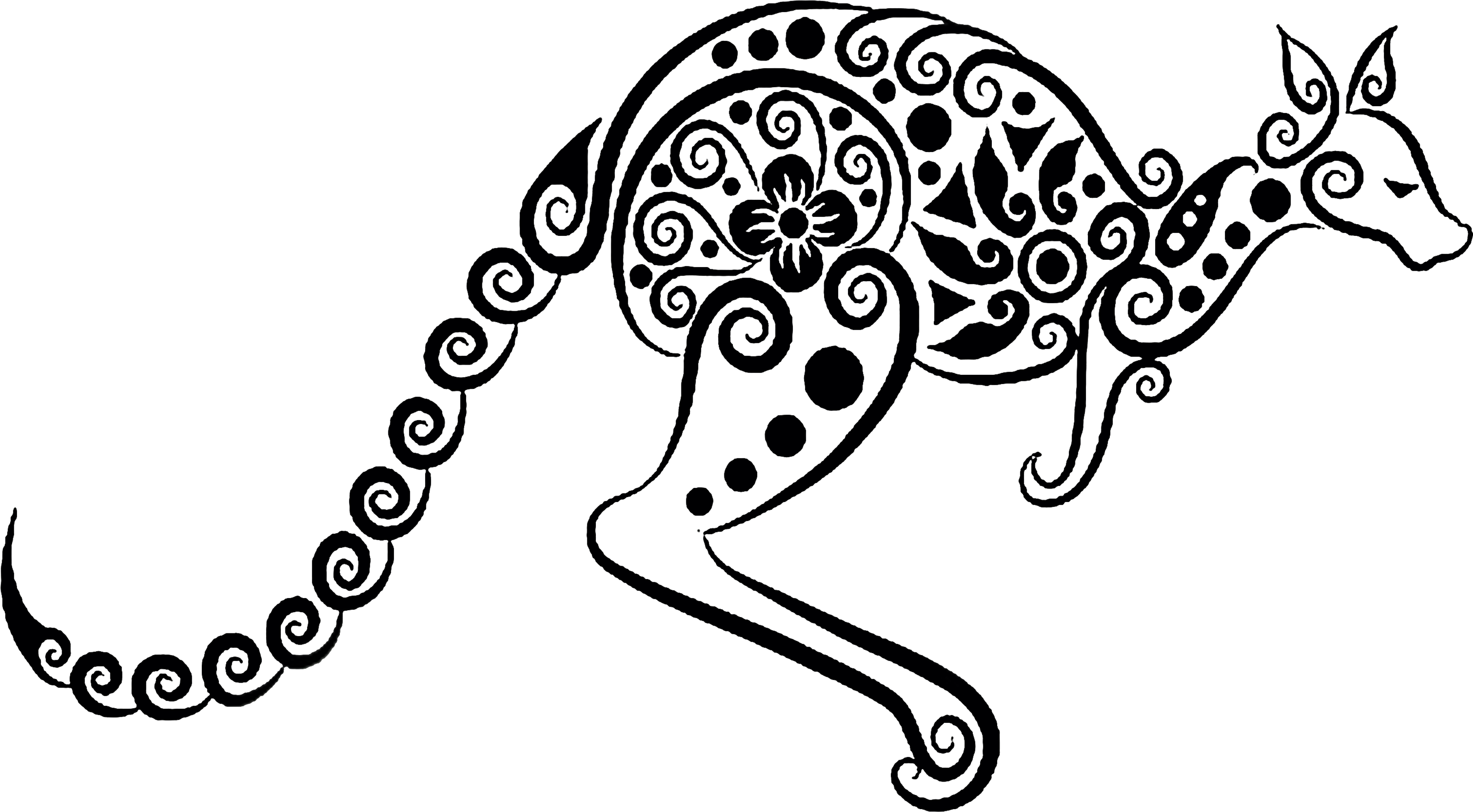 Kangaroo Tattoo Ornament Clip Art - Kangaroo Tattoo Png, Transparent - Transparent PNG Free Download