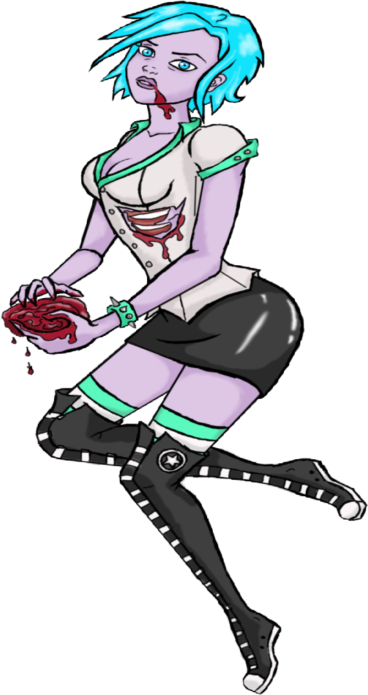 Purple-skin Zombie Pin Up Girl With Blue Hair Tattoo - Pin Up Tattoo Png Transparent, Png Download - Transparent PNG Free Download