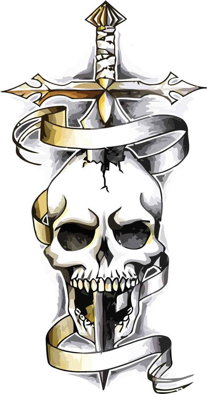 Tattoo Skeleton Skull Dragon Vector Snake Human Clipart - Dagger Skull Tattoo Designs, HD Png Download - Transparent PNG Free Download