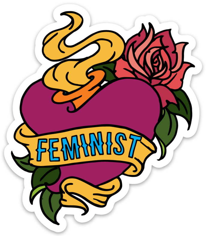 Feminist Tattoo Sticker - Traditional Heart Tattoo Outline, HD Png Download - Transparent PNG Free Download