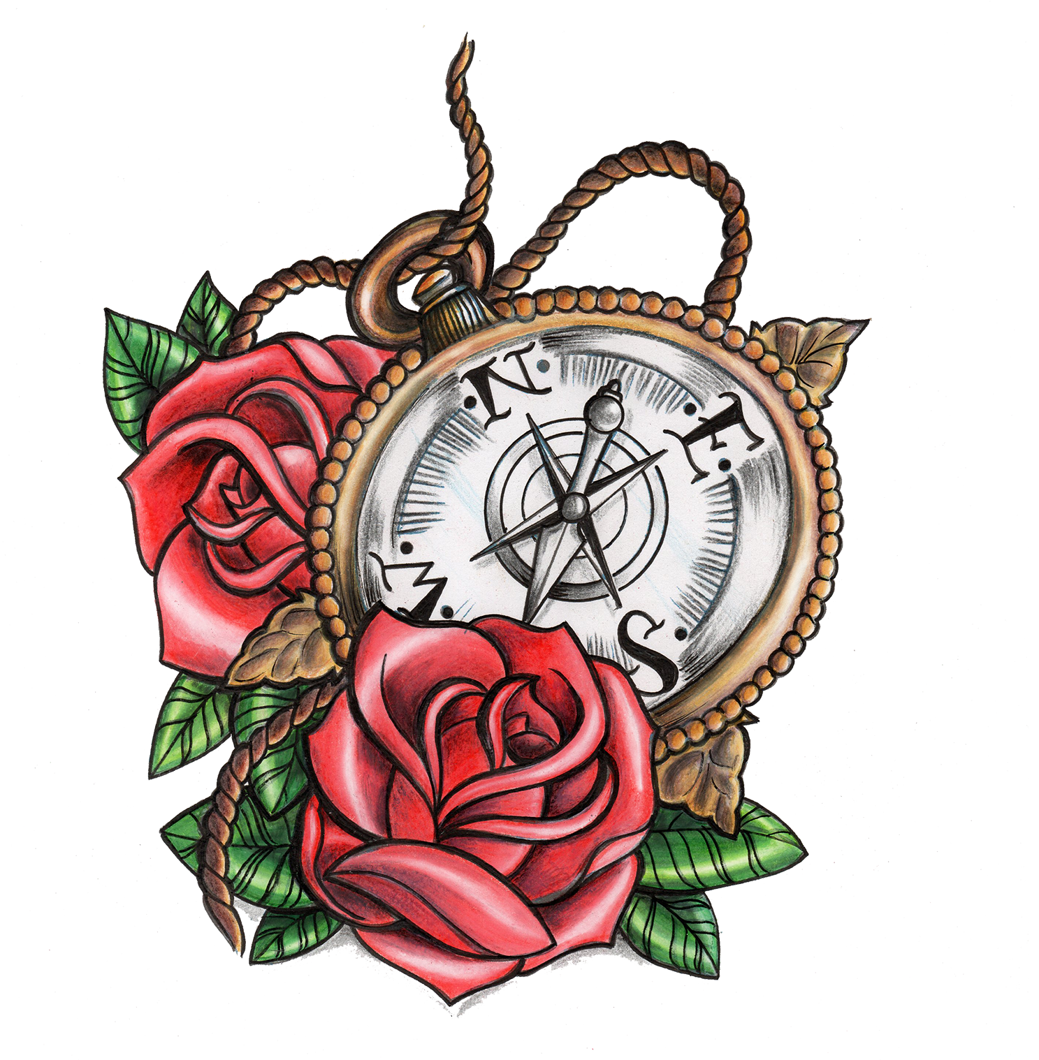 Old School Tattoo Compass , Png Download - Tattoo Roses Old Skool, Transparent - Transparent PNG Free Download