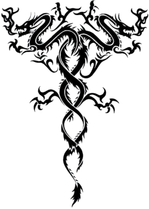 Transparent Tribal Dragon Png - Twin Dragon Tattoo Designs, Png Download - Transparent PNG Free Download