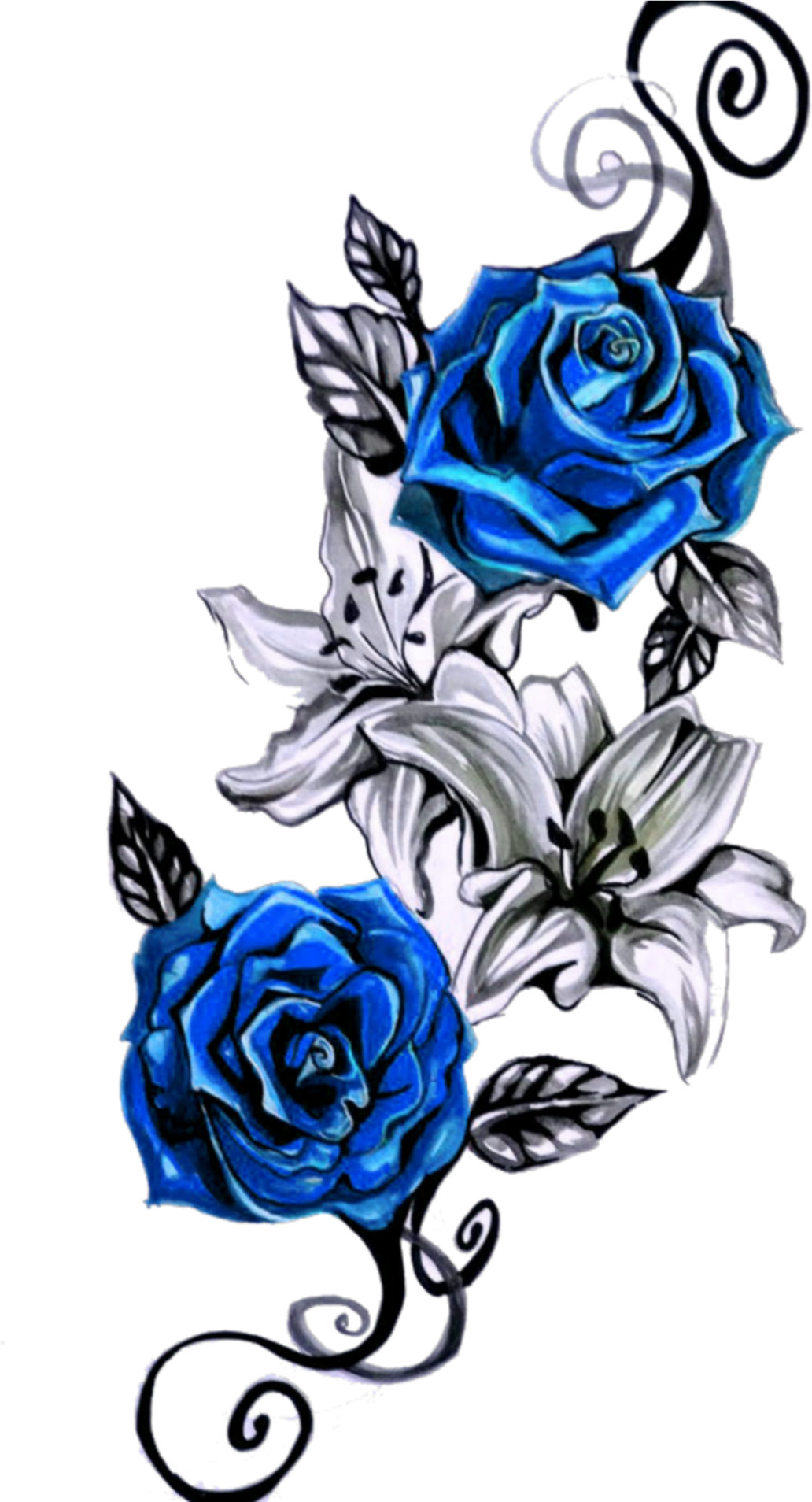 Tattoos Freetoedit - Black White And Red Rose Tattoos, HD Png Download - Transparent PNG Free Download