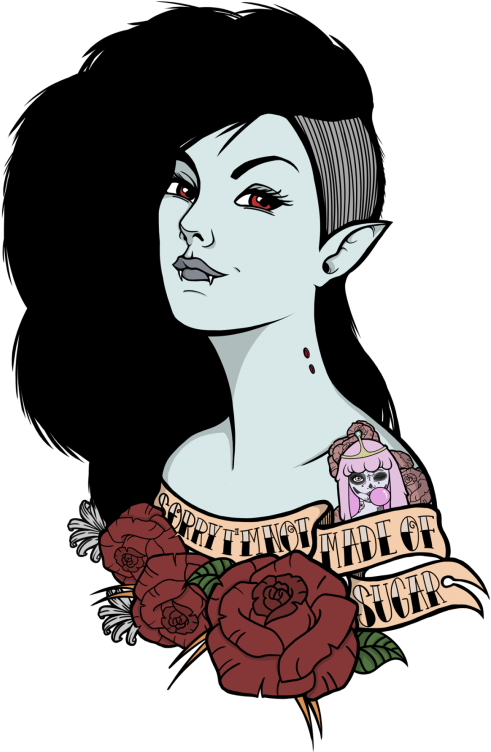 Marceline Portrait By Guiganoide Features A Tattooed - Adventure Time Marceline Tattoo, HD Png Download - Transparent PNG Free Download