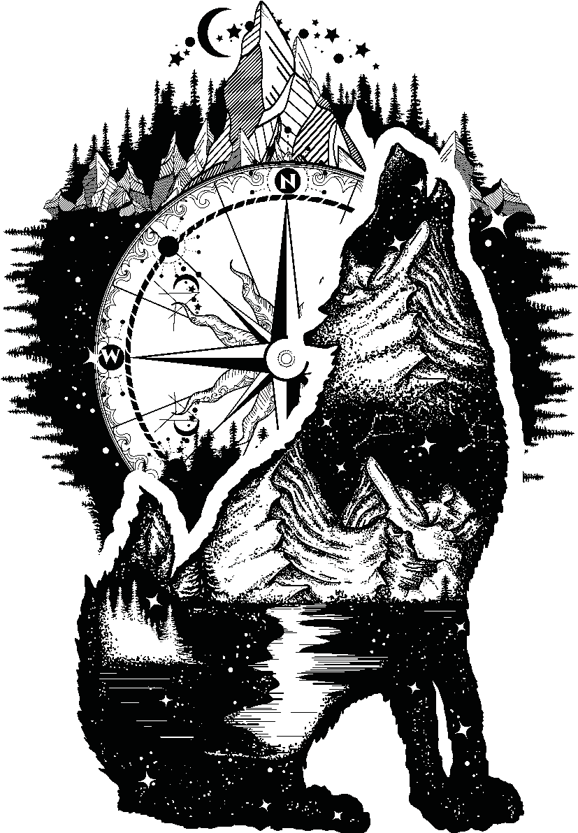 Gray Wolf, Tattoo, Tattoo Artist, Black And White, - Wolf Tattoo Black And White, HD Png Download - Transparent PNG Free Download
