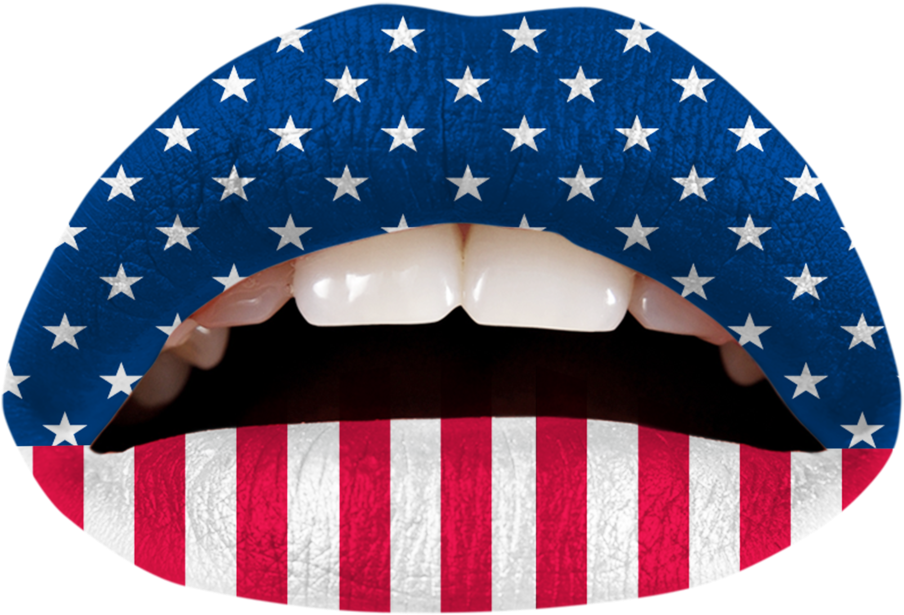 Transparent American Flags Clipart - American Flag Lip Tattoo, HD Png Download - Transparent PNG Free Download
