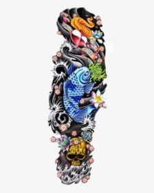 #tattoo #tattoosleeve #koifish #tattooflash #freetoedit, HD Png Download - Transparent PNG Free Download
