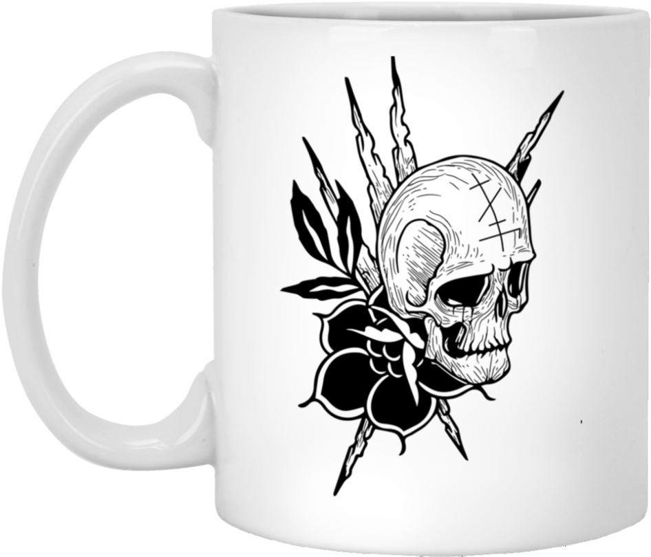 Classic Skull - Tattoos Art - 11 Oz - White Mug -, HD Png Download - Transparent PNG Free Download