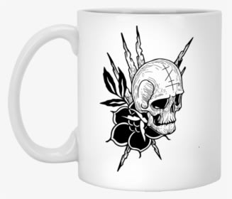Classic Skull - Tattoos Art - 11 Oz - White Mug -, HD Png Download - Tattoo Transparent PNG Free Download