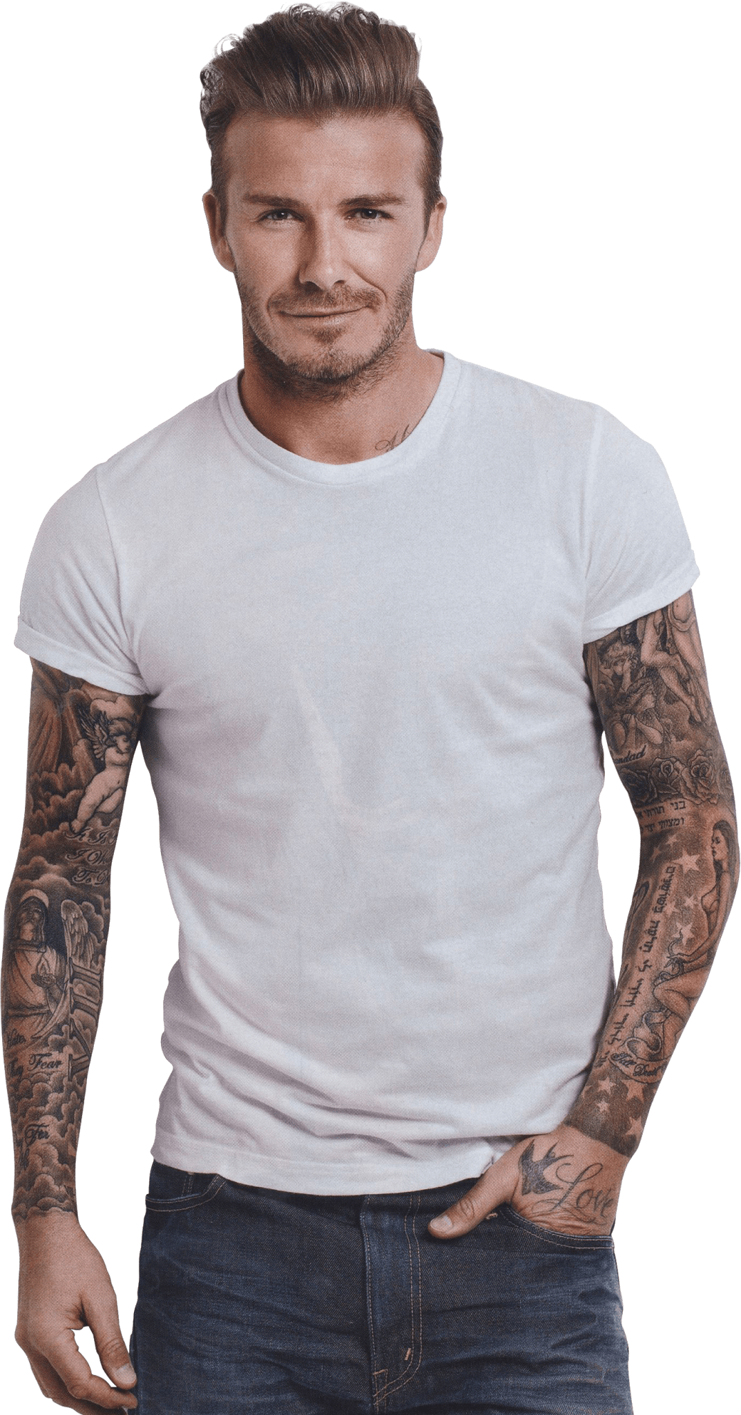 David Beckham Tattoos Clip Arts - David Beckham White Shirt, HD Png Download - Transparent PNG Free Download